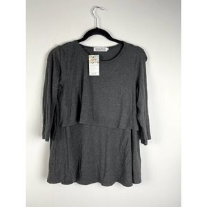 LATCHED MAMA Cotton Swing Nursing T-Shirt Gray Size M Breastfeeding Half Sleeve